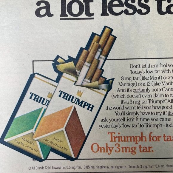 Vintage 1980 Triumph Cigarettes Ad Print Full Page Original Vintage u - Picture 4 of 6